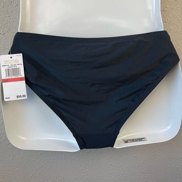 NWT MICHAEL Michael Kors Gun Metal Bikini Bottoms Size XS - Picture 3 of 4